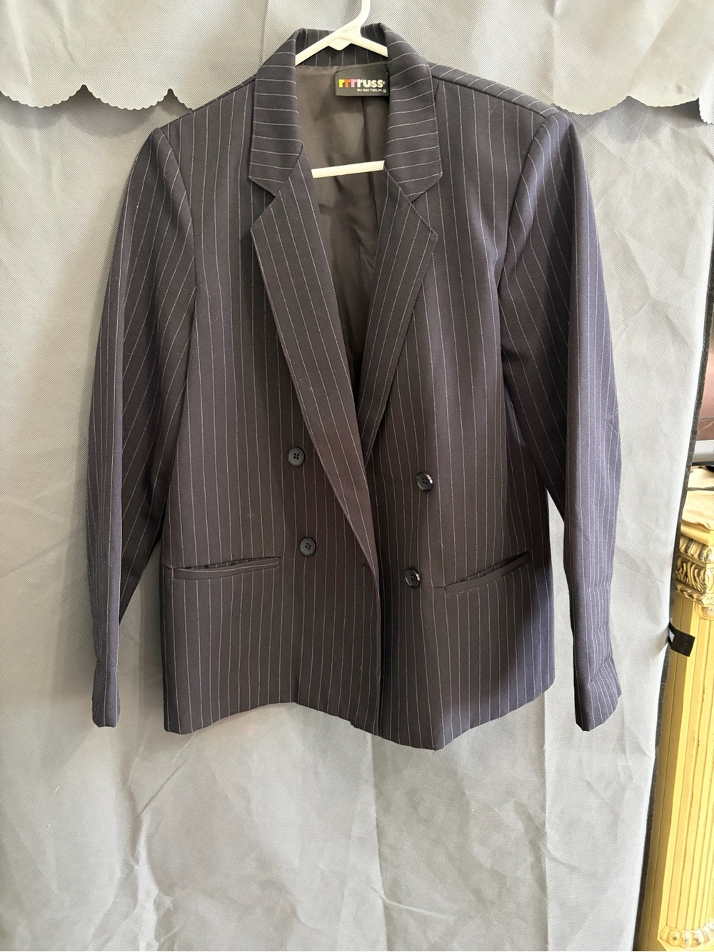 Russ Women's Pinstripe Double-Breasted Blazer in dark blue
